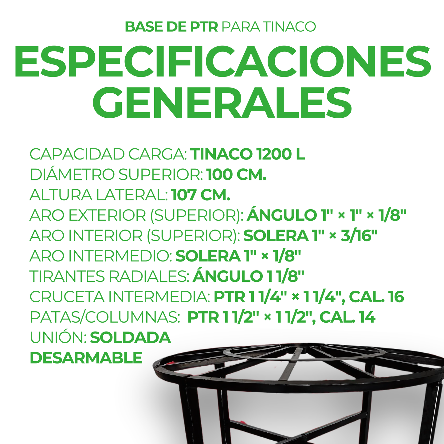 Estructura First Earth para Tinaco de 1200 litros
