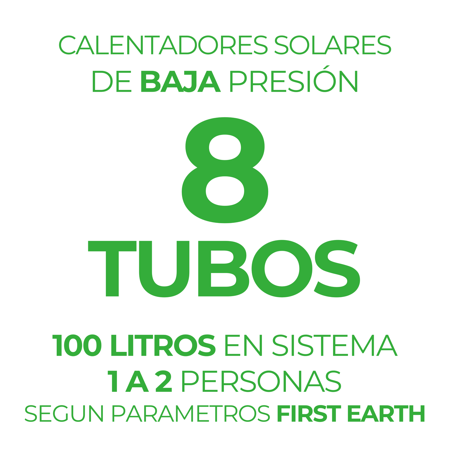 Calentadores solares de baja presión · 8 tubos