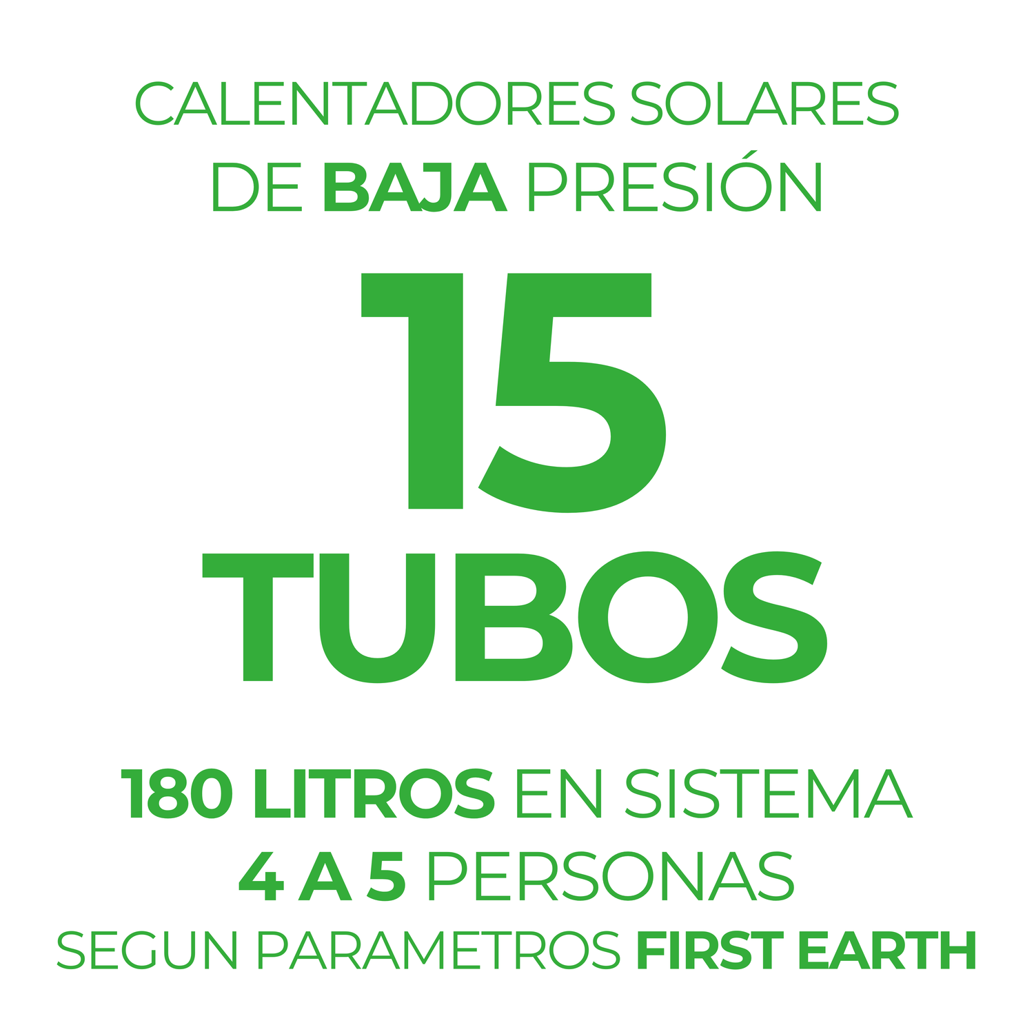 Calentadores solares de baja presión · 15 tubos