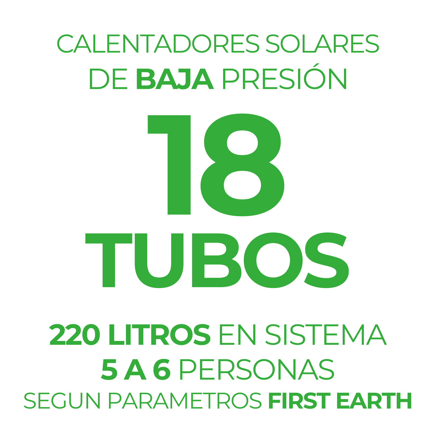 Calentadores solares de baja presión · 18 tubos