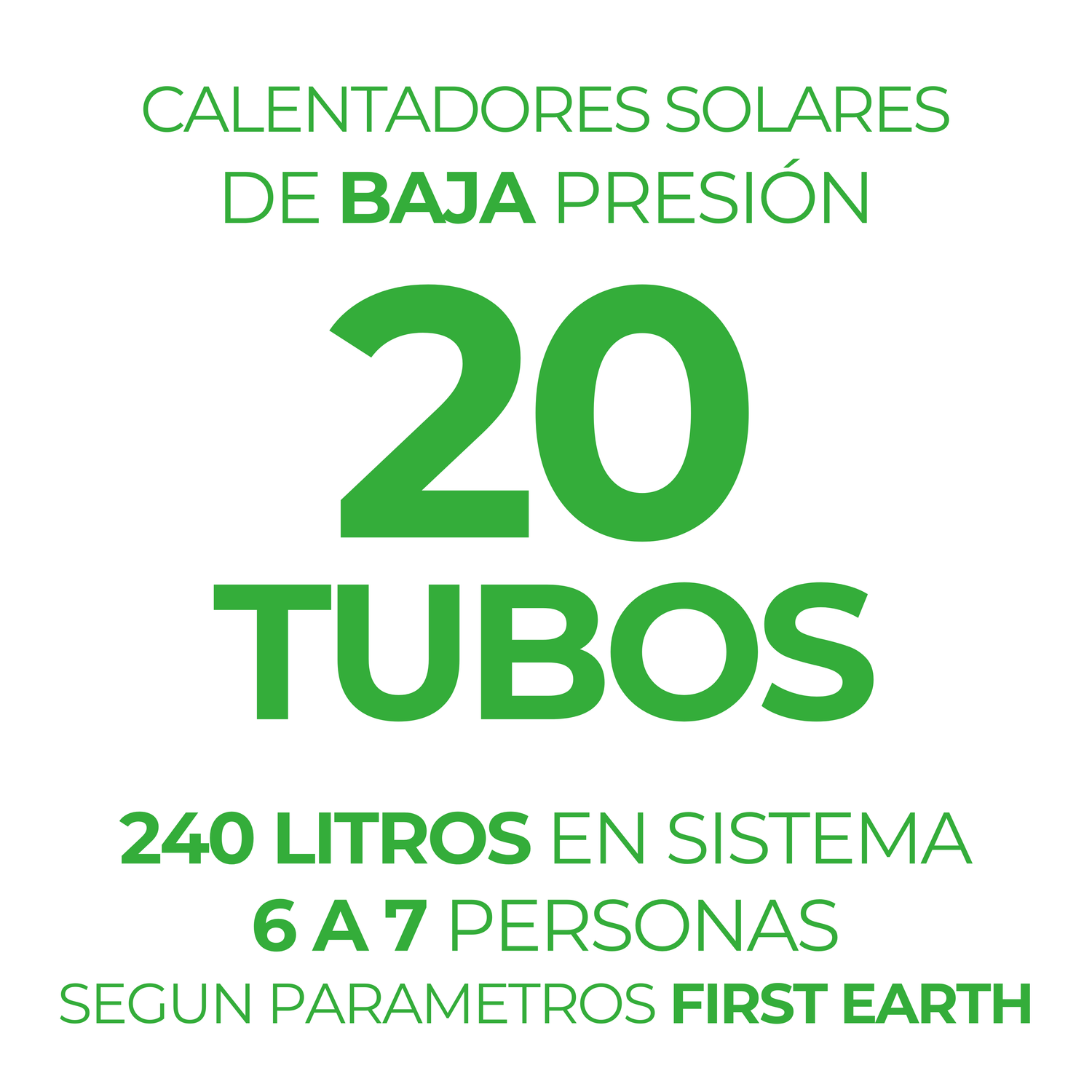 Calentadores solares de baja presión · 20 tubos