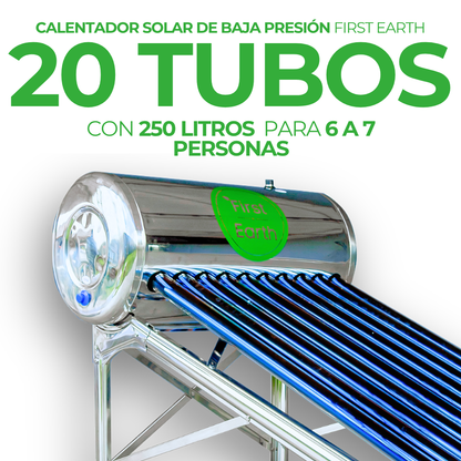 Calentador Solar First Earth 20 Tubos · 240 L · Baja Presión