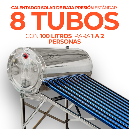 Estandar Calentador Solar 100 L Baja Presión (8 tubos) - agua caliente para hogares