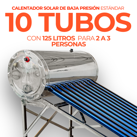 Estandar Calentador Solar 125 L Baja Presión (10 tubos) - agua caliente para hogares