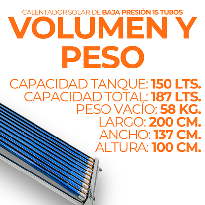 Calentador Solar Mevi 15 Tubos · 180 L · Baja Presión - 2