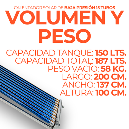 Calentador solar Fénix de 15 tubos con tanque de 180 litros - imagen 2