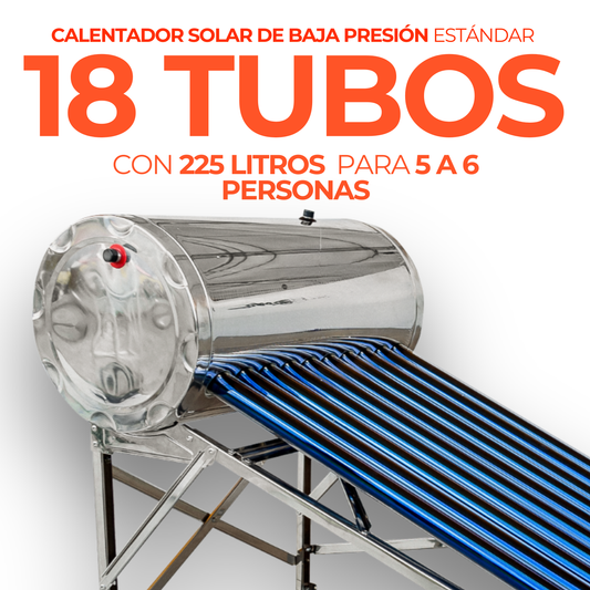 Estandar Calentador Solar 225 L Baja Presión (18 tubos) - agua caliente para hogares