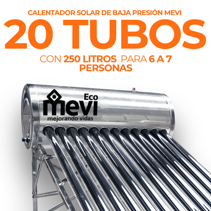 Calentador Solar Mevi 20 Tubos · 240 L · Baja Presión