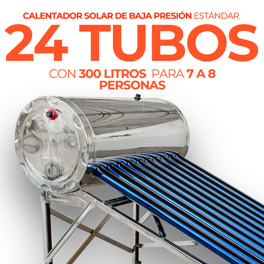 Estandar Calentador Solar 300 L Baja Presión (24 tubos) - agua caliente para hogares
