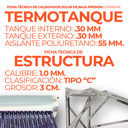 Calentador solar Fénix de 10 tubos con tanque de 120 litros - imagen 4