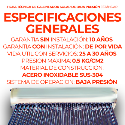 Apartado – Calentador solar Mevi Eco · 12 tubos · $4,199