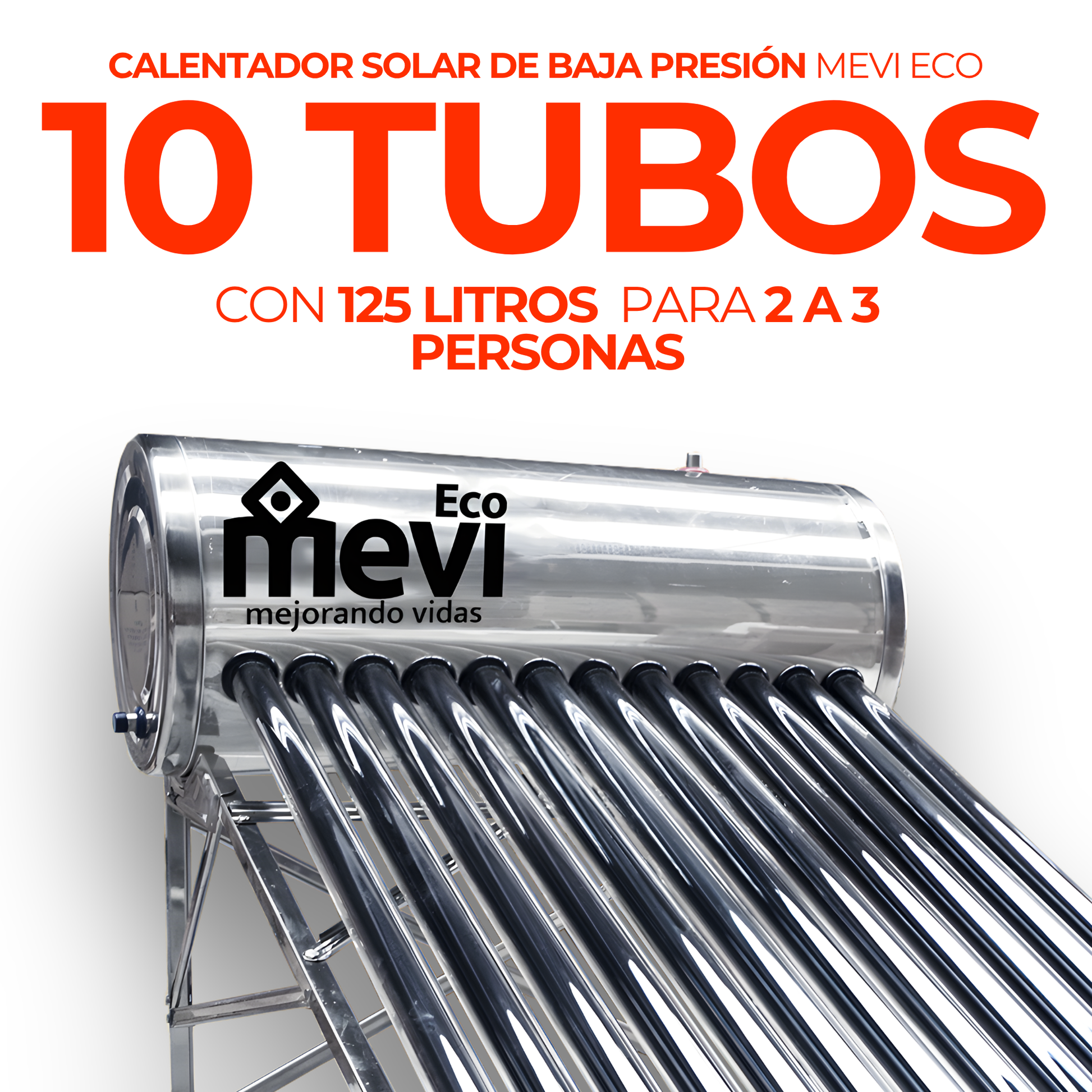 Calentador solar Fénix de 10 tubos con tanque de 120 litros