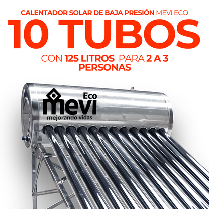 Calentador solar Fénix de 10 tubos con tanque de 120 litros