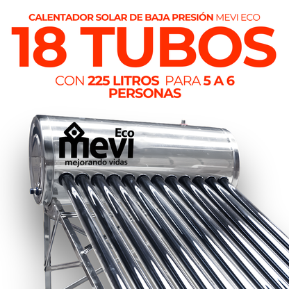 Calentador solar Fénix de 18 tubos con tanque de 220 litros