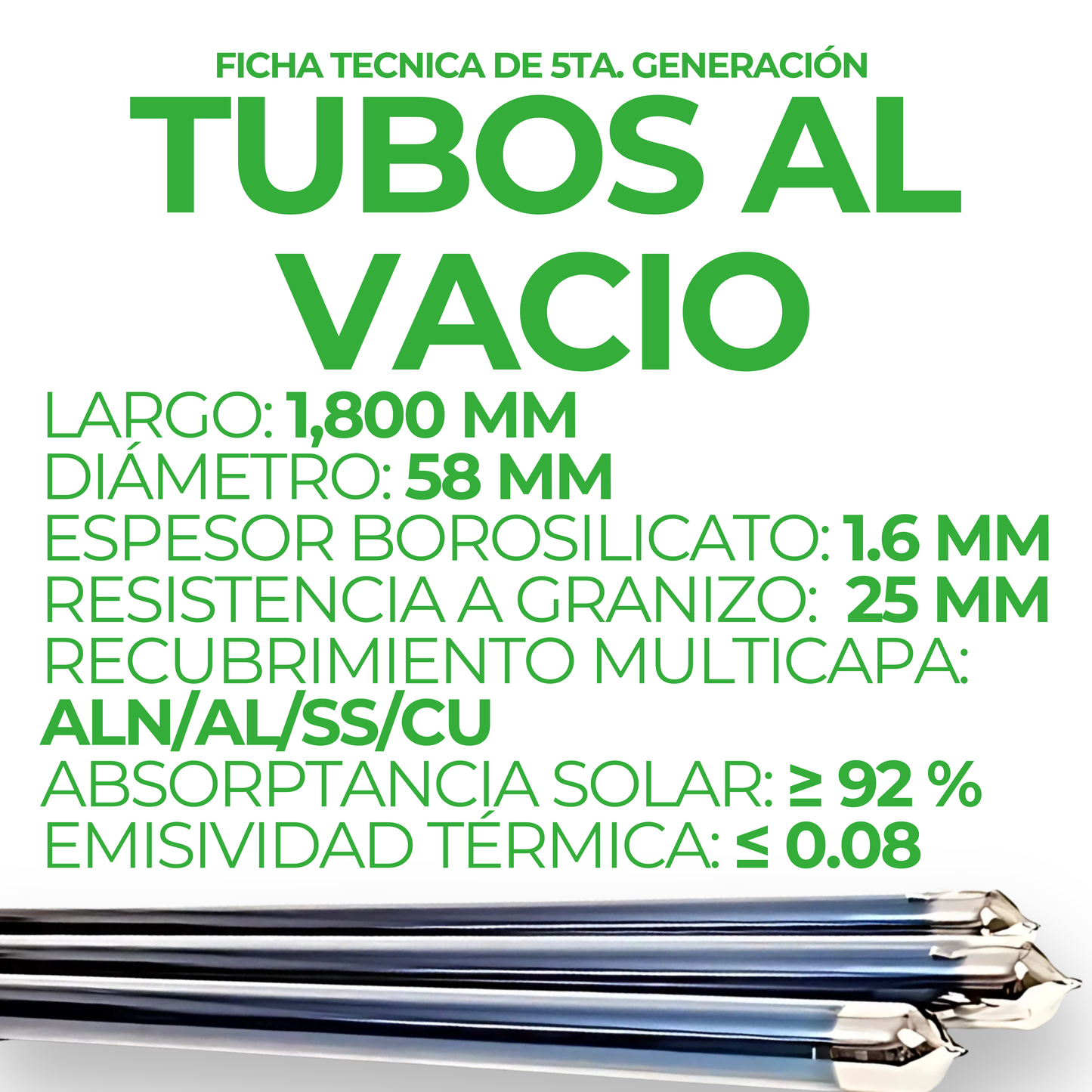 First Earth Calentador Solar 200 L Alta Presión (20 tubos) — Agua caliente para hogares