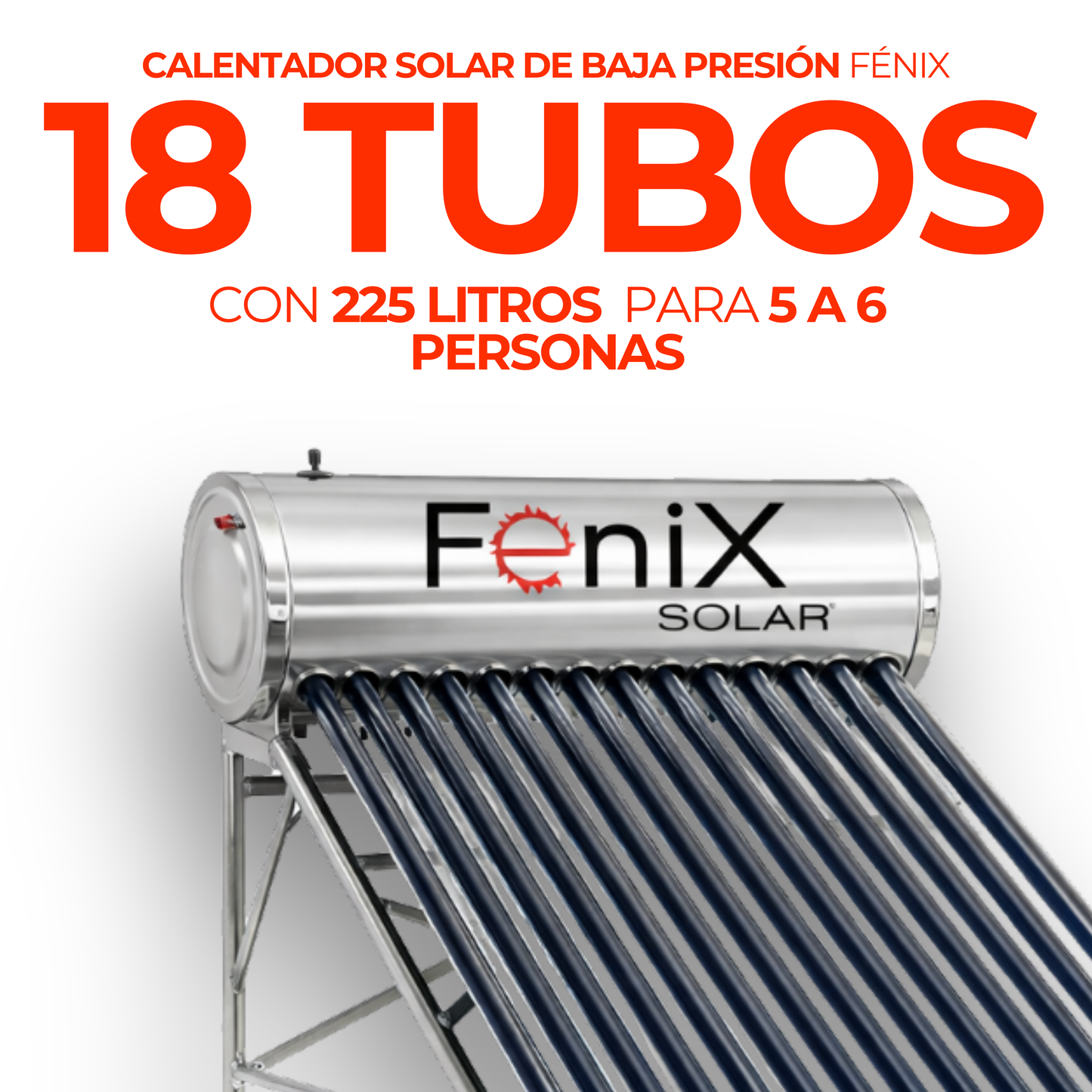 Apartado – Calentador solar Fénix · 18 tubos · $4,699