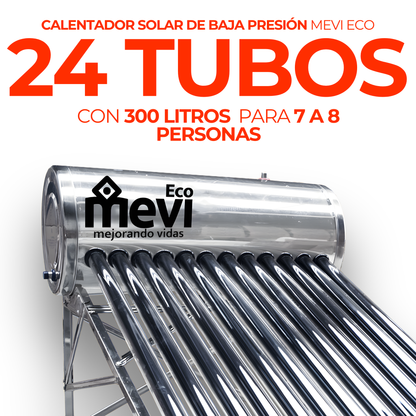 Calentador solar Fénix de 24 tubos con tanque de 290 litros