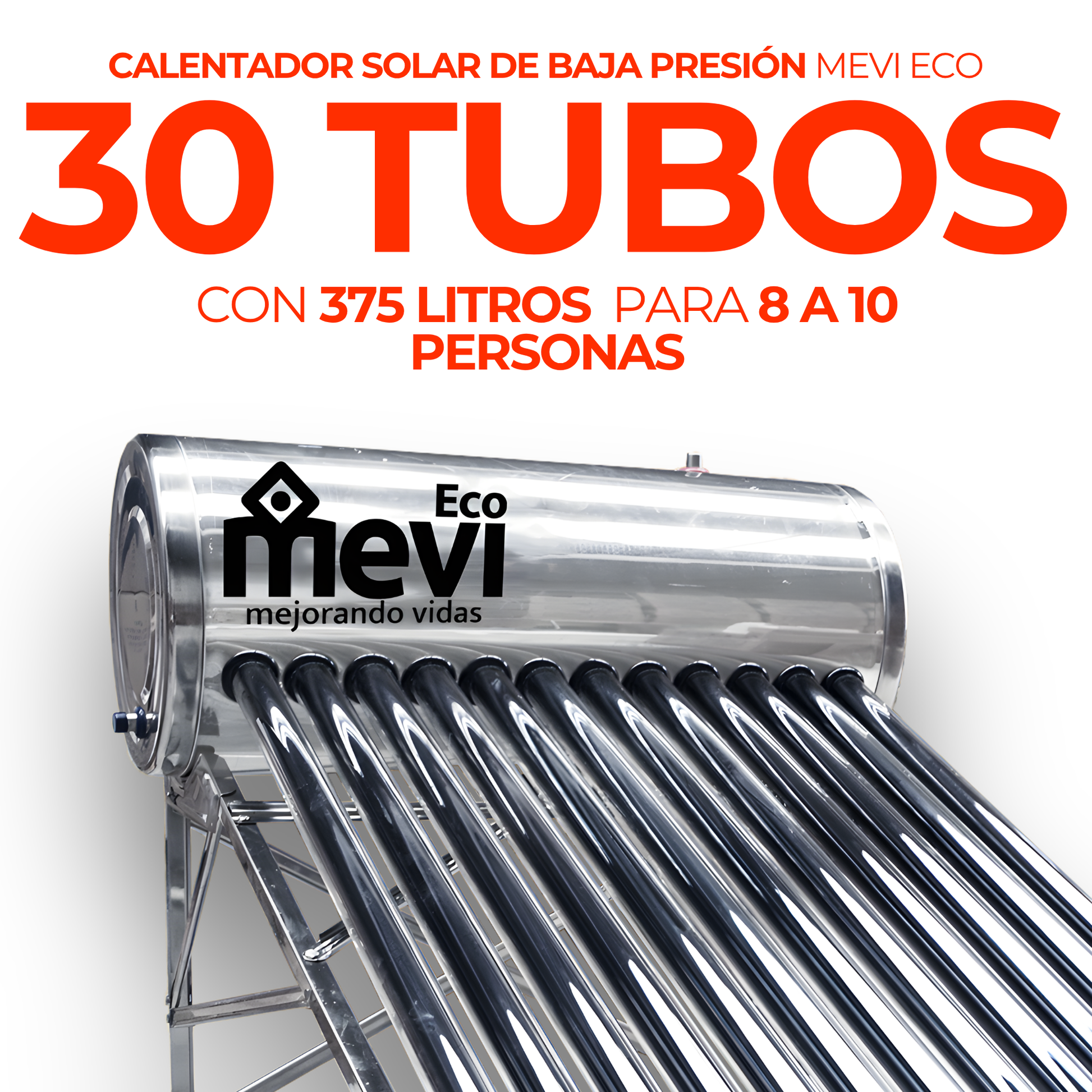 Calentador solar Fénix de 30 tubos con tanque de 360 litros