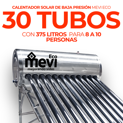 Calentador solar Fénix de 30 tubos con tanque de 360 litros