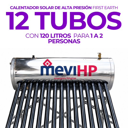 Calentador Solar Mevi Heat Pipe 12 Tubos · 120 L · Alta Presión