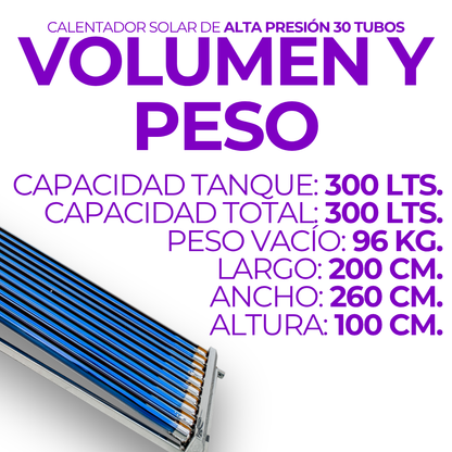Calentador Solar Mevi Heat Pipe 30 Tubos · 300 L · Alta Presión - 2
