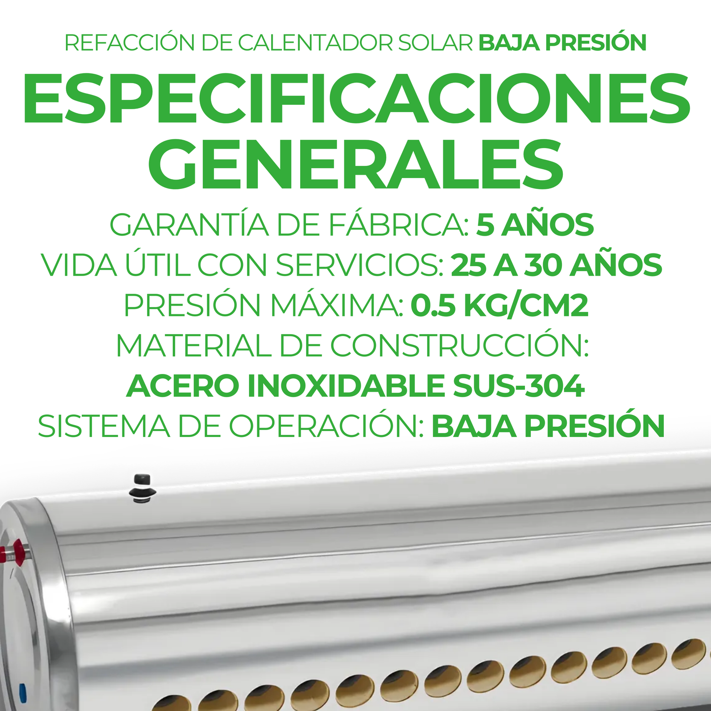 Termotanque de Baja Presión Genérico 200 L (20 tubos)